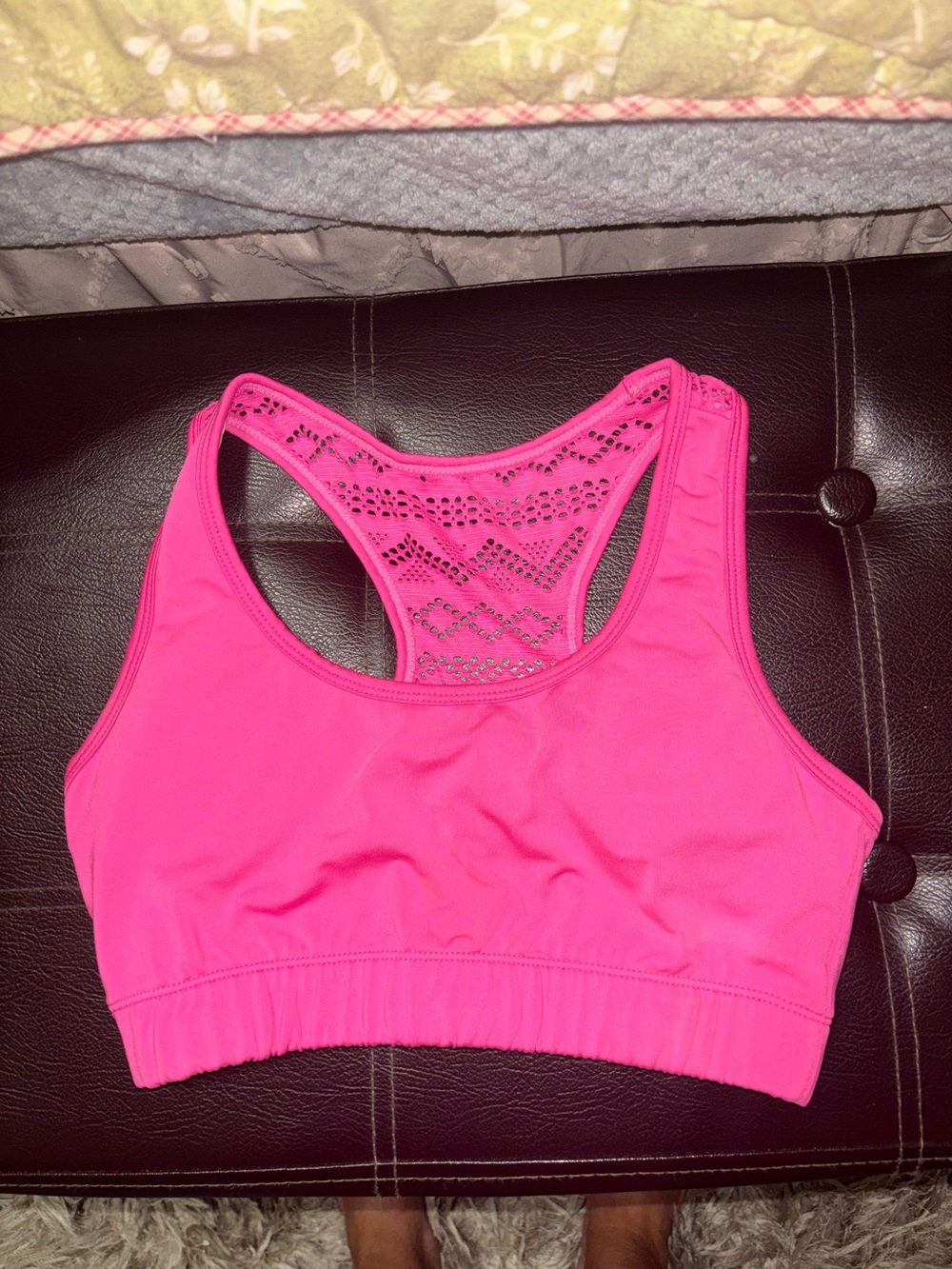Zyia Active Sports Bra Womens Small Pink Athletic Yoga Cutout Eyelet Racerback